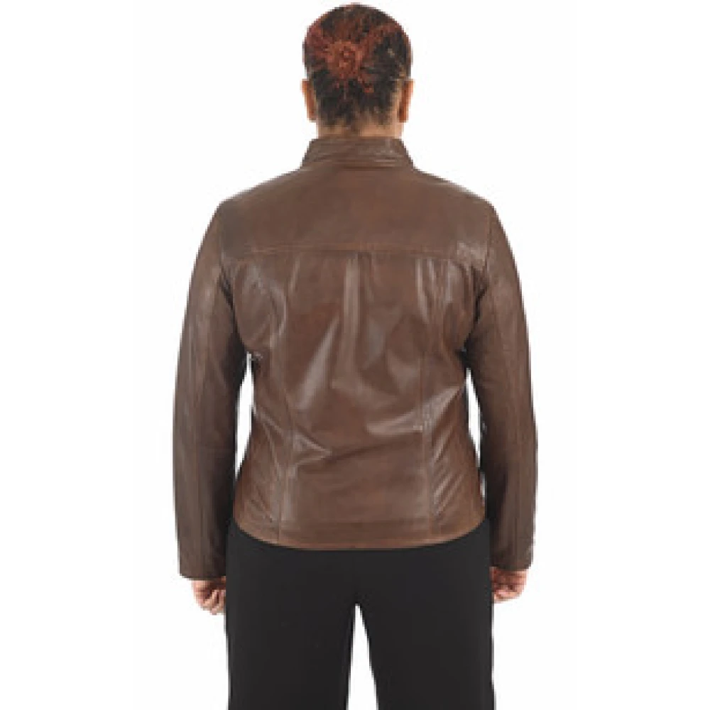 La Canadienne Bruin Leren Comfort Blouson Jas Brown Dames