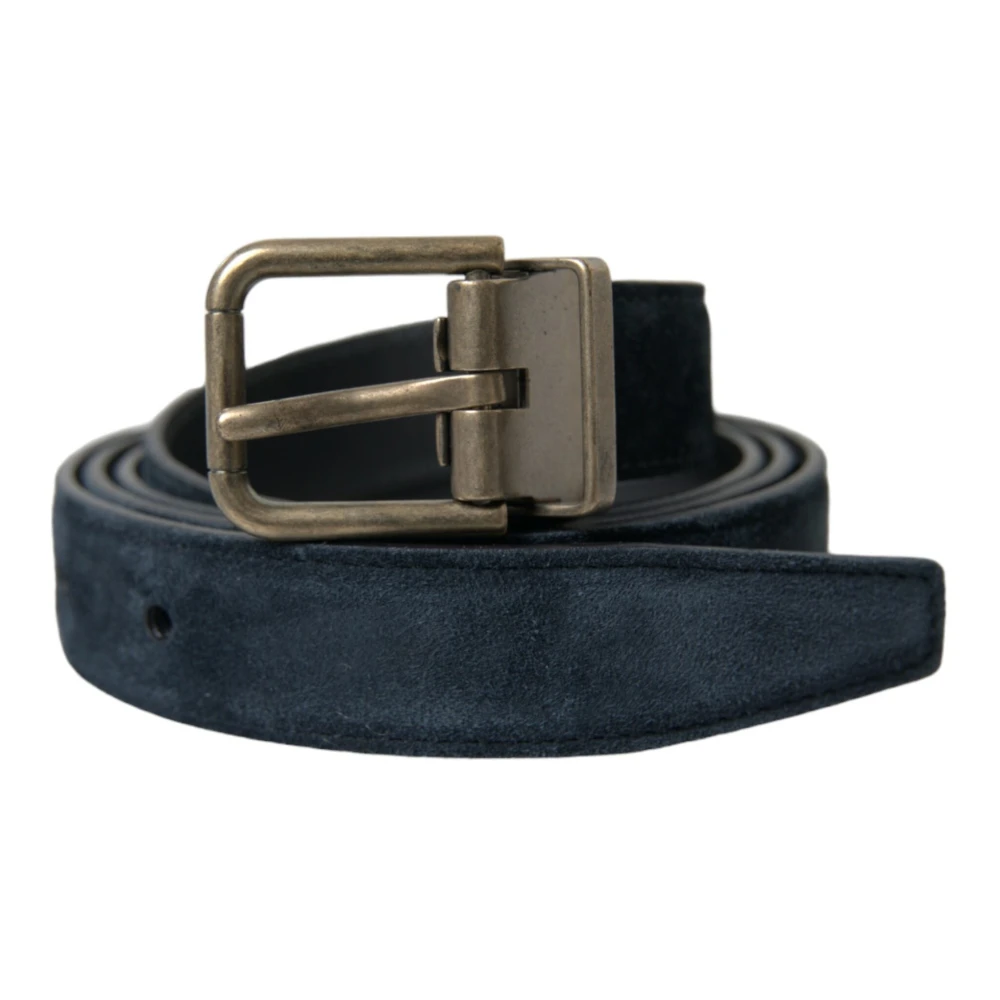 Dolce & Gabbana Men's Blue Elegant Suede Calf Leather Belt - Belts - One Size - Accessories