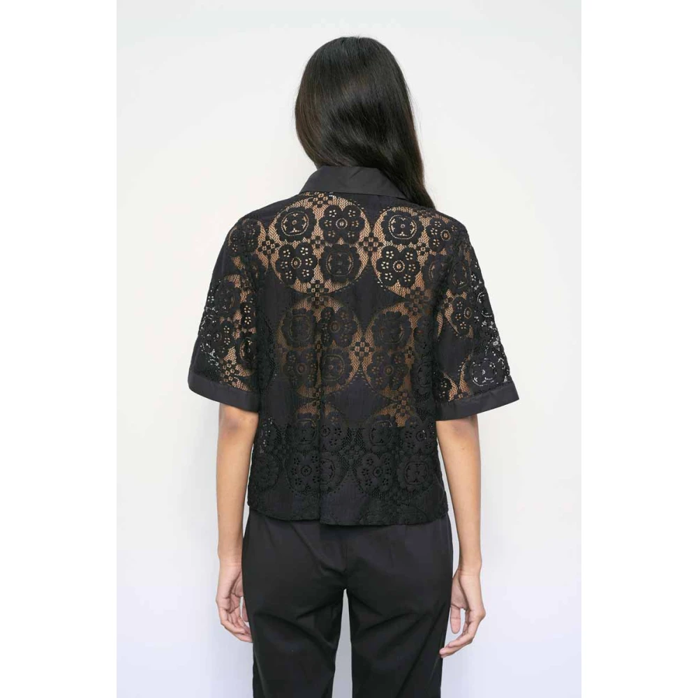 MeiMeiJ Kanten Sangallo Shirt Black Dames