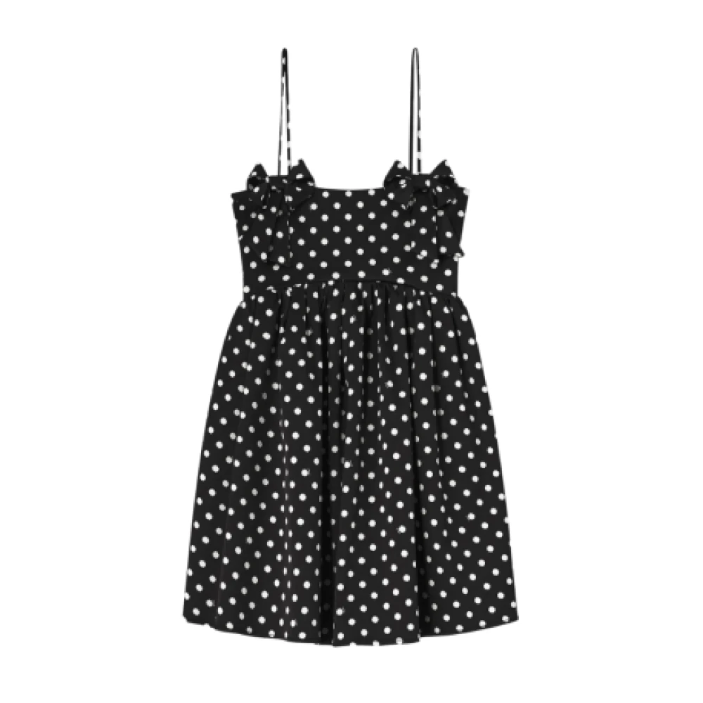 Ganni Women's Polka-Dot Satin Mini Dress - Black Size 36 - Image 2