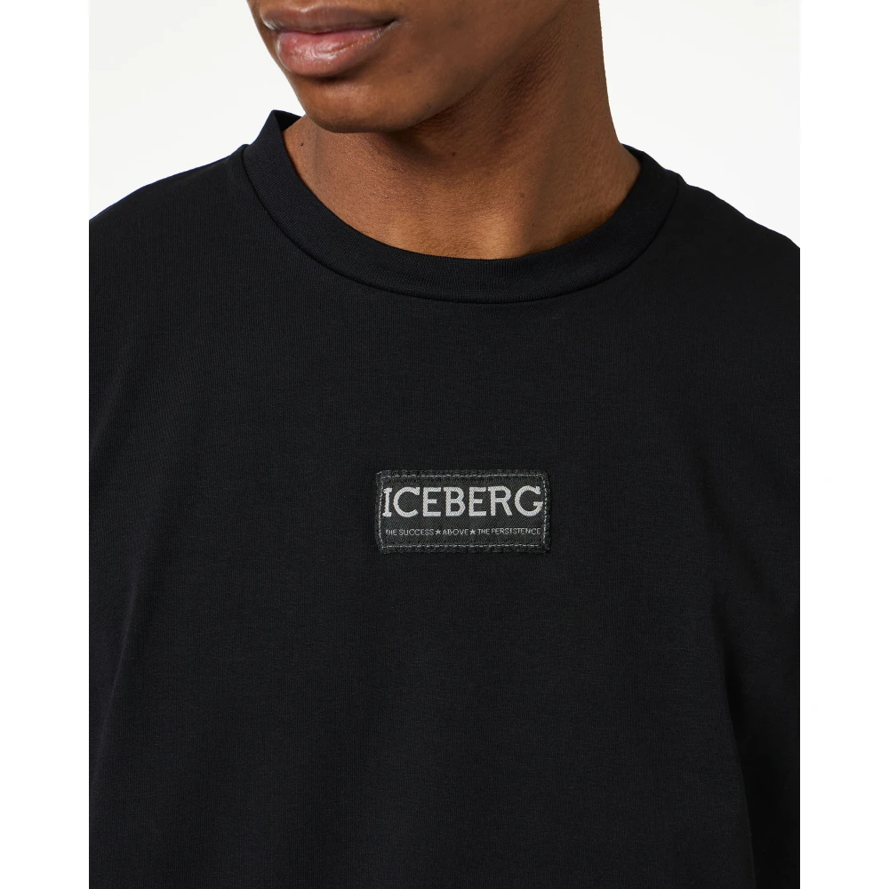 Iceberg Slim-fit zwart T-shirt van katoenen jersey Black Heren