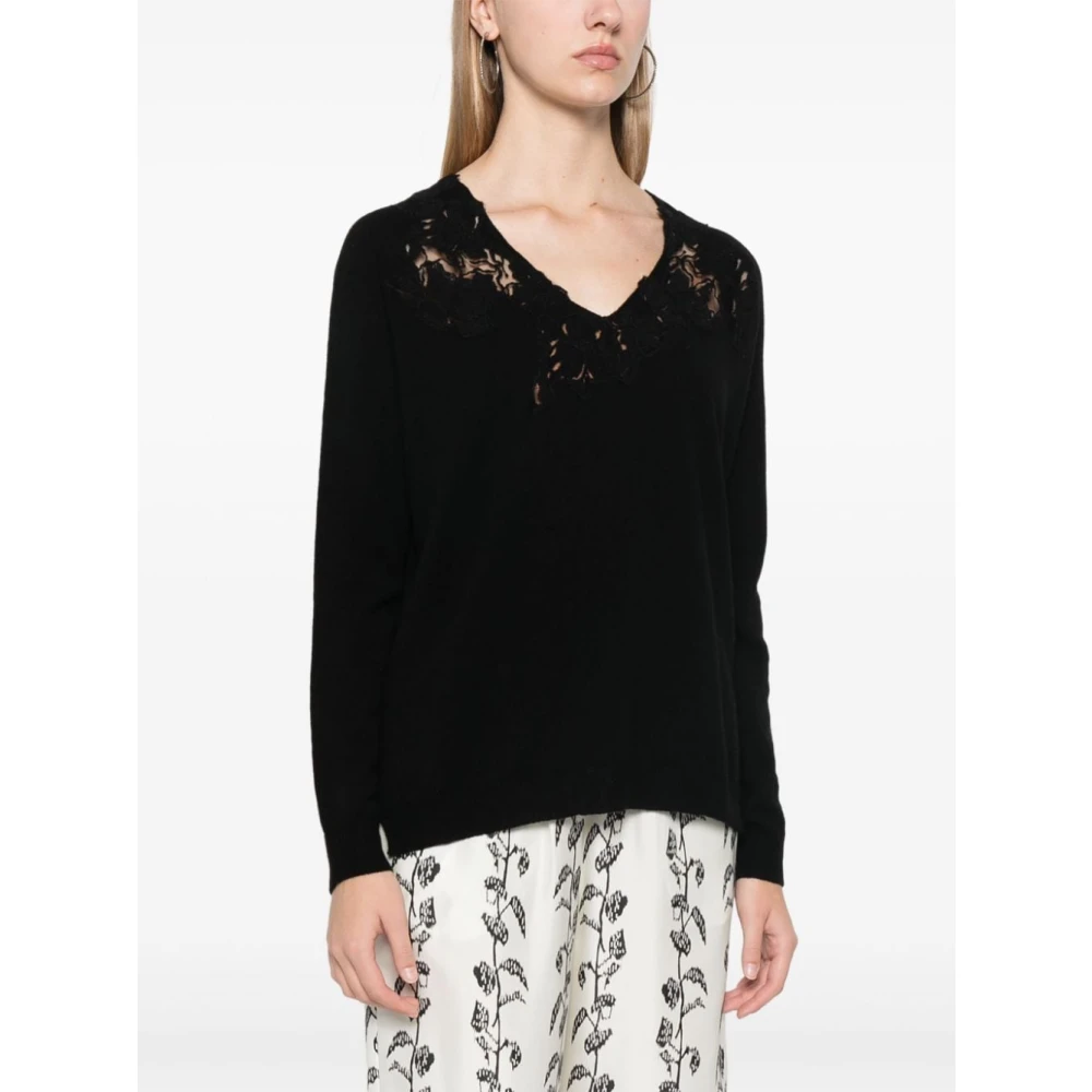 Ermanno Scervino Zwarte V-hals trui Black Dames