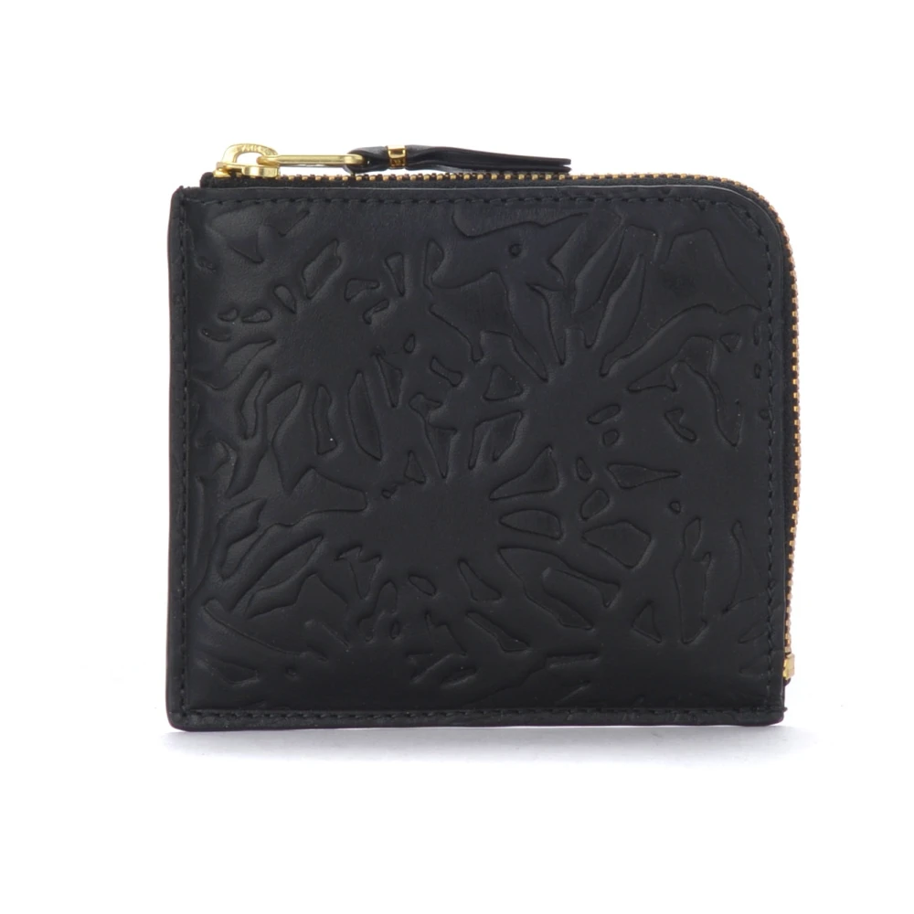 Comme des Garçons Geëmbosteerd bosleren portemonnee met gouden logo Black Unisex