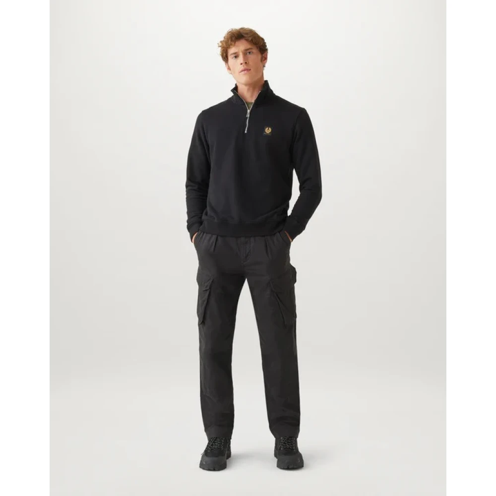 Belstaff Sweatshirt met hoge kraag en kwart rits Black Heren
