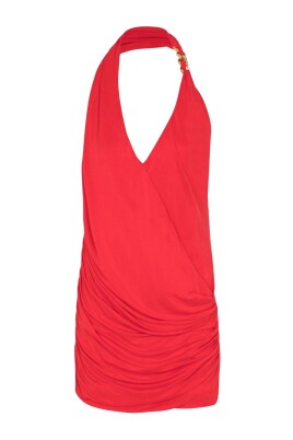 red-chain-link-ruched-open-back-dress