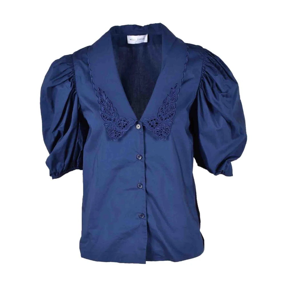 Weili Zheng Stijlvolle katoenen shirt voor vrouwen Blue Dames