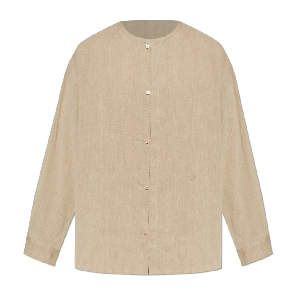 Jacquemus Mannelijk Beige Overhemden Heren, L, Linnen, Pastro Shirt