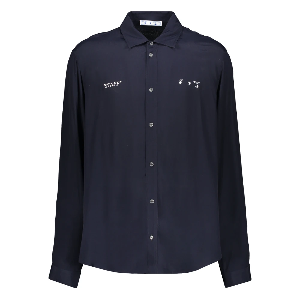 Off White Overhemd met Logoprint en Lange Mouwen Blue Heren