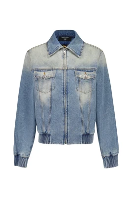 Cropped Fodrad Jeansjacka