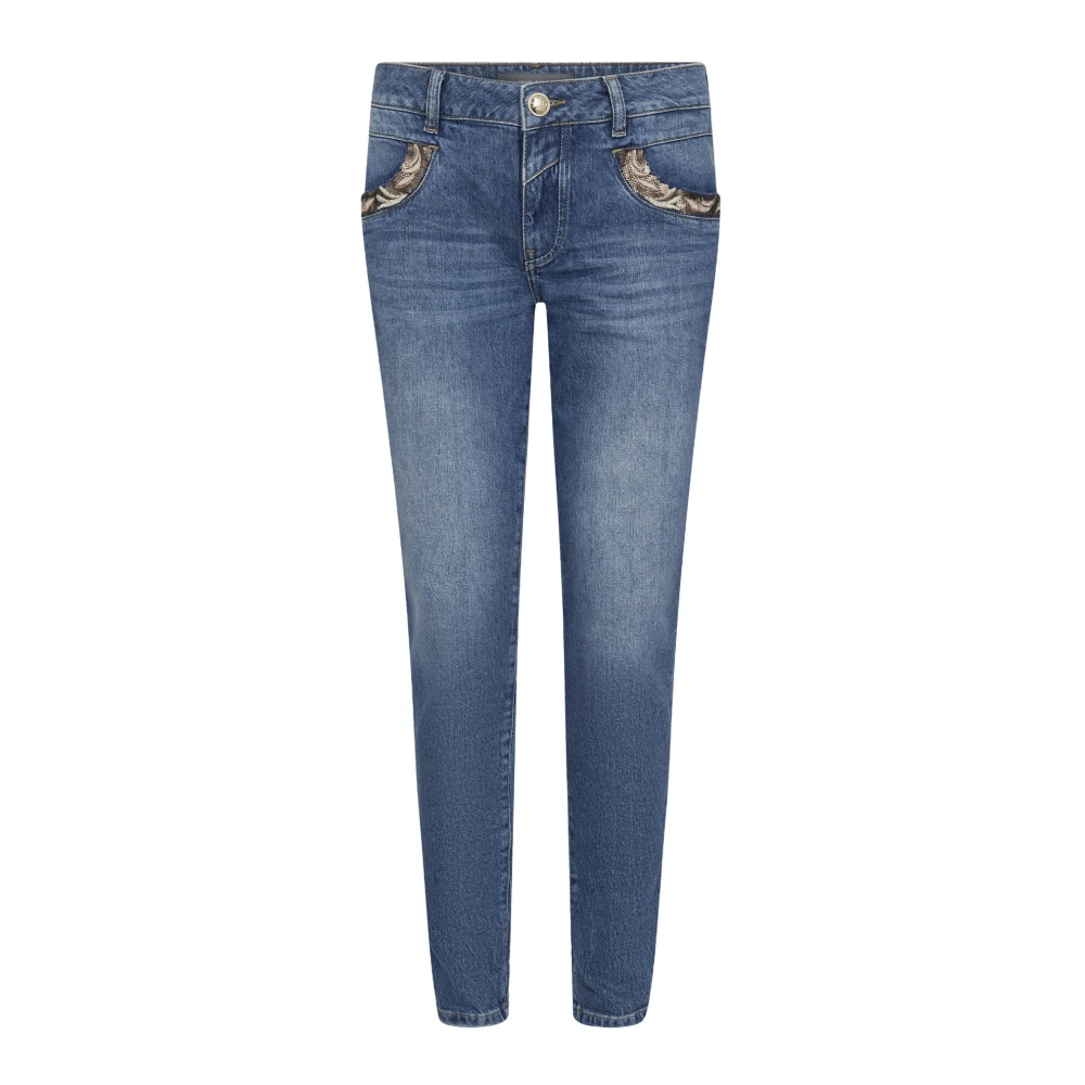 MOS MOSH Blauwe Geborduurde Paillet Jeans Blue Dames