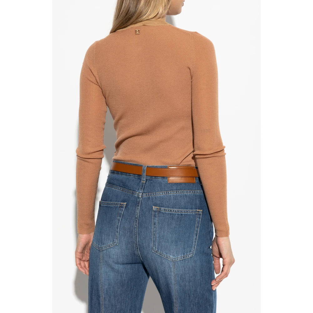 Chloé Wollen trui met logo Brown Dames