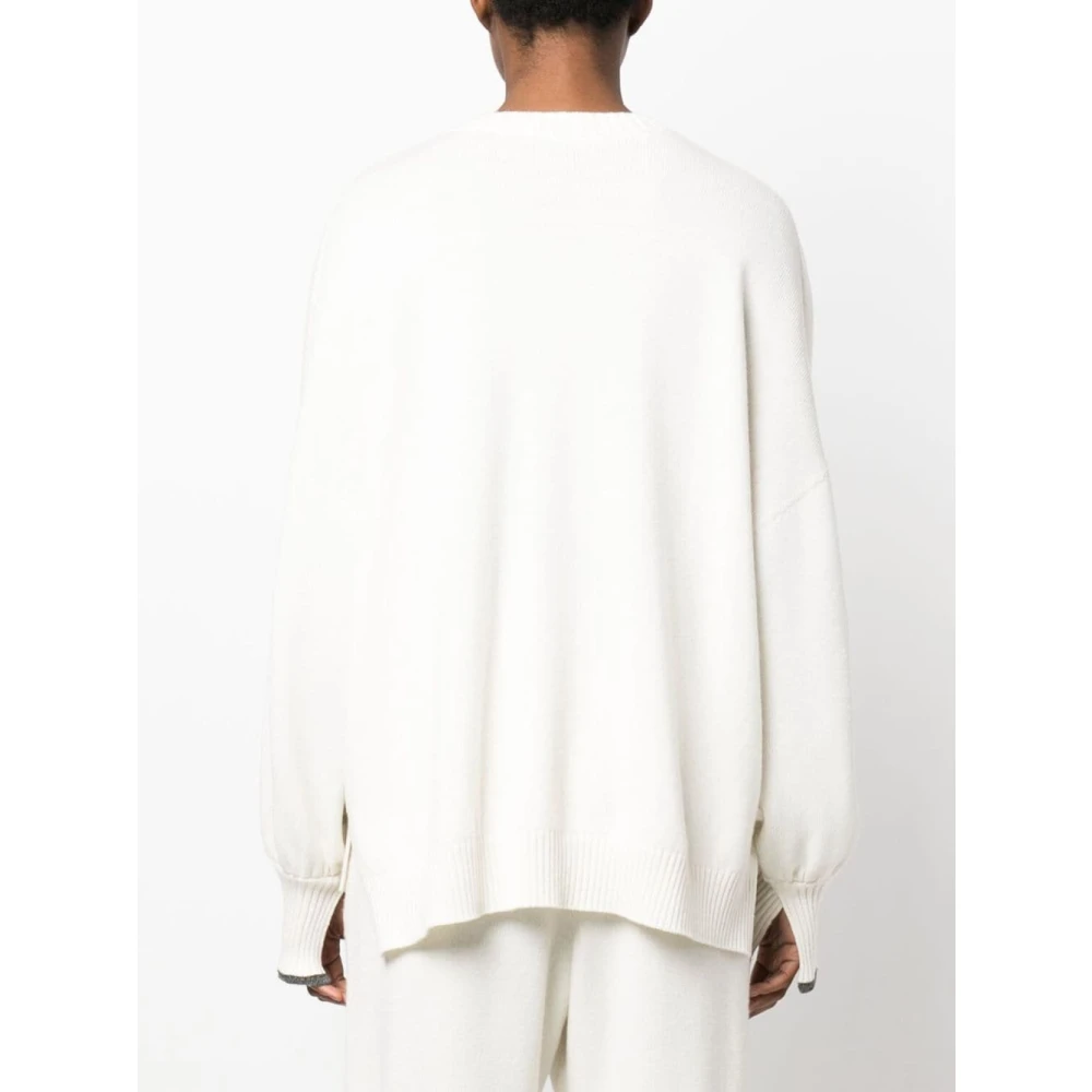 BRUNELLO CUCINELLI Witte Cashmere Trui met Vrouwelijke Details White Dames