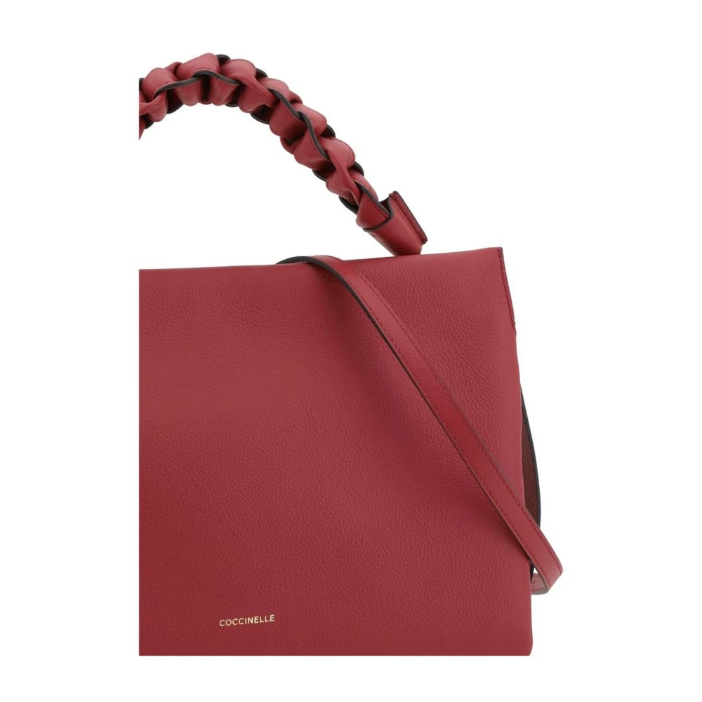Coccinelle Garnet Leren Handtas met Gevlochten Handvat Brown Dames