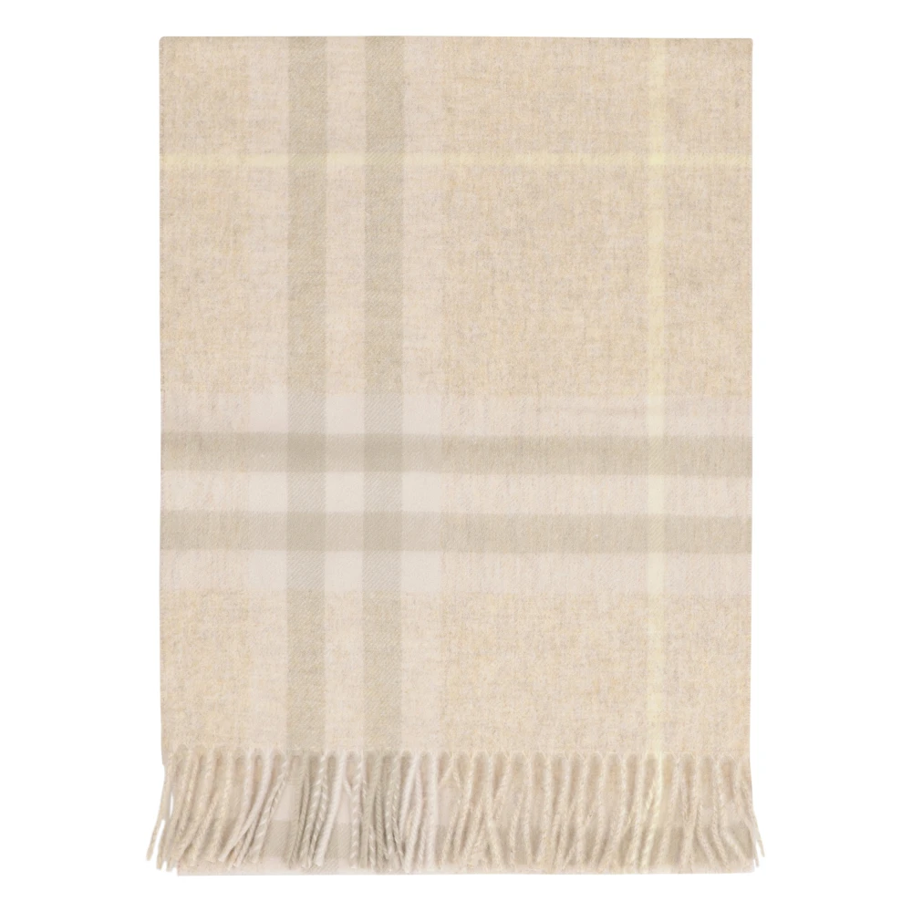 Burberry Luxe Geruite Cashmere Sjaal Beige Dames