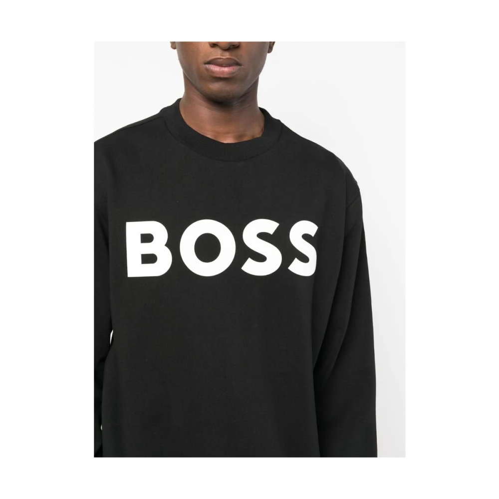Hugo Boss Logo-print Katoenen Sweatshirt Black Heren