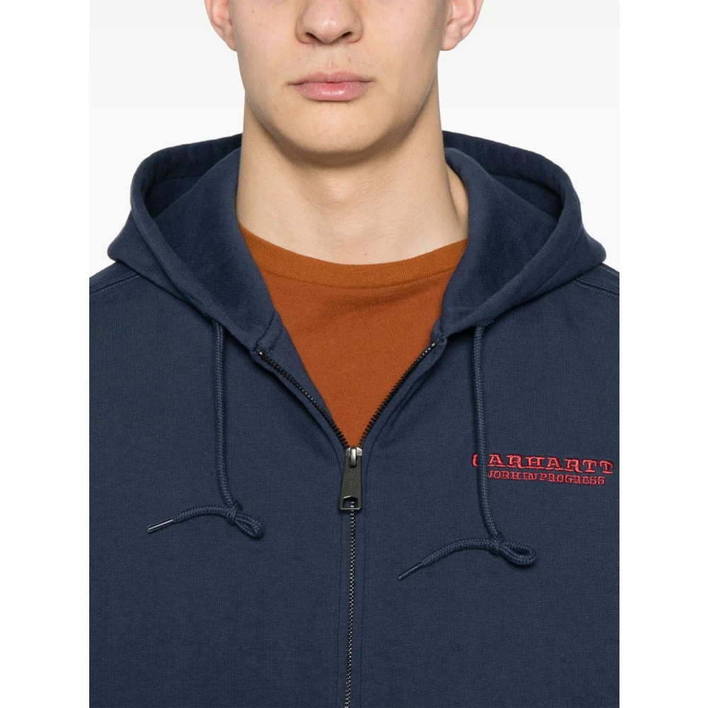 Carhartt WIP Blauwe Sweater met Rits en Logo Blue Heren