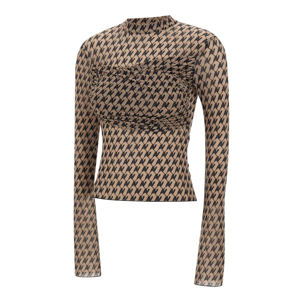 Avavav Monogram Logo Sweater Top Beige Dames