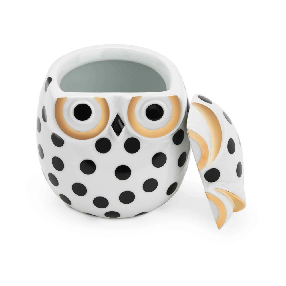 Fornasetti Uilenporseleincontainer met Gouden Accenten White Dames