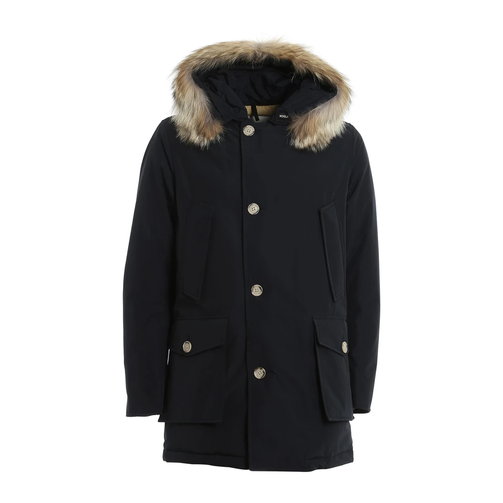 Woolrich Zwarte Waterdichte Bont Parka Jas Blue Heren