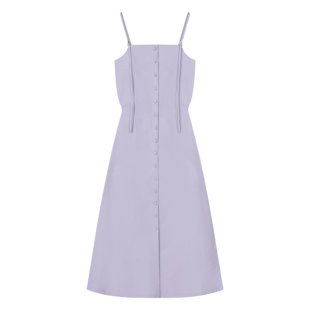 Aeron Katoenen Midi Jurk met A-Motief Purple Dames