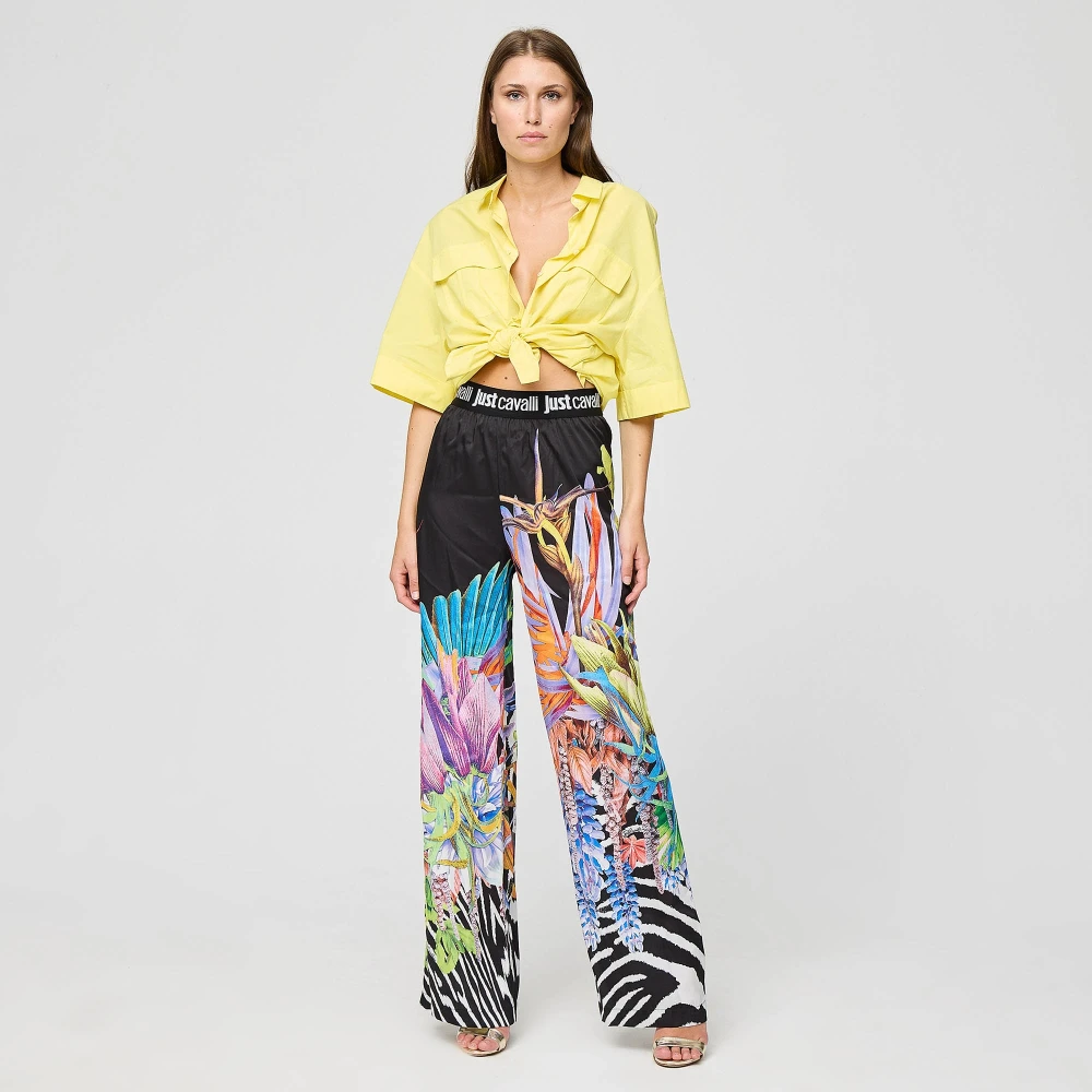 Just Cavalli Wijde broek met jungleprint Multicolor Dames