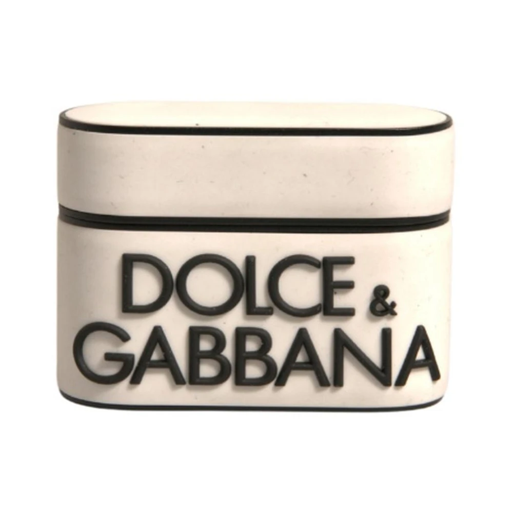 Dolce & Gabbana Geëtst Logo Airpods Hoesje Houder White Heren