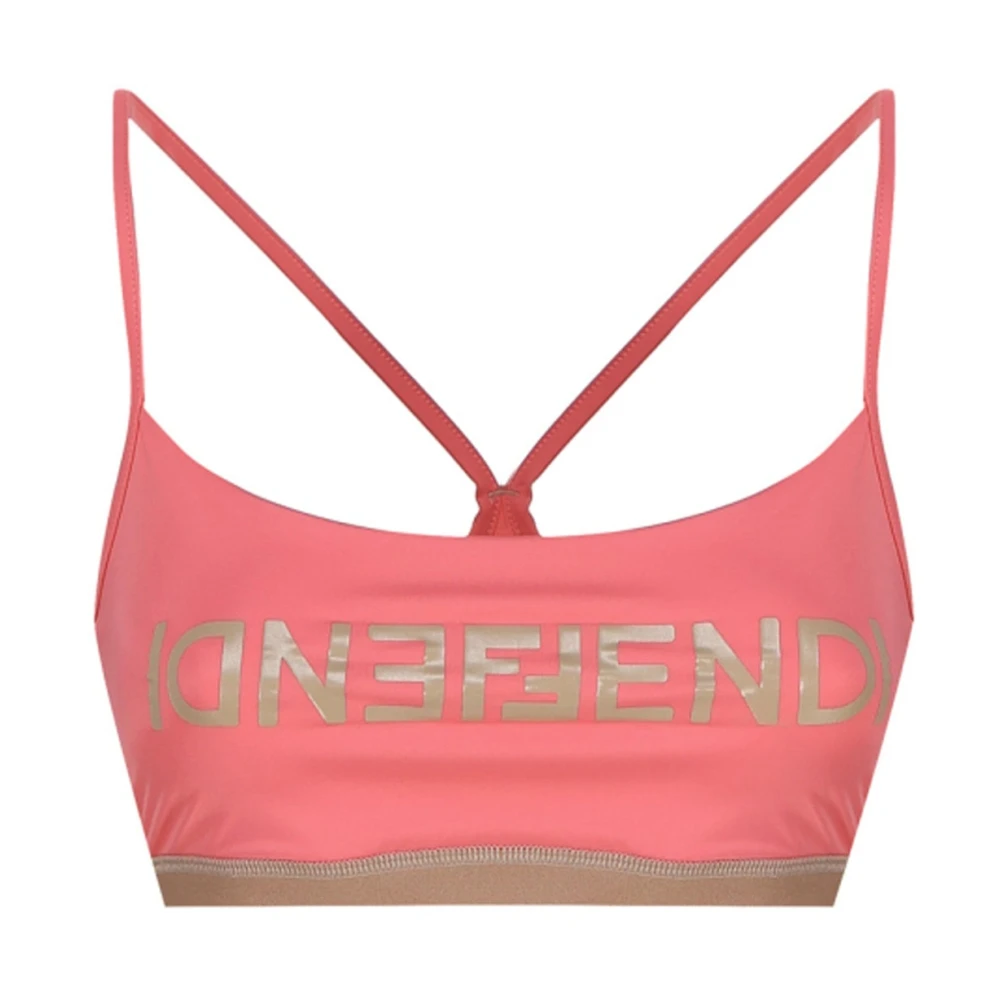 Fendi Bomull Gym Top med Logodetalj Pink, Dam