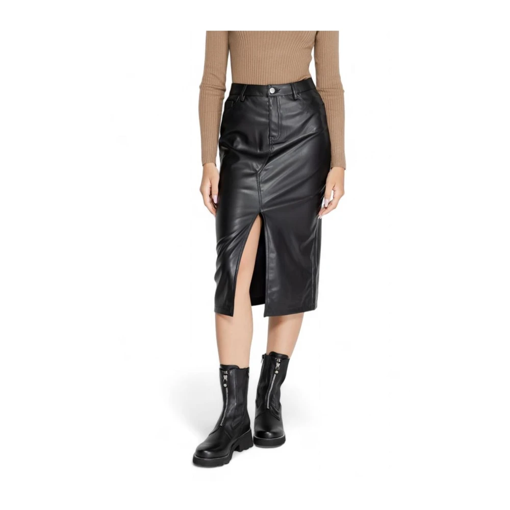 Only Elegante Zwarte Polyester Rok Herfst Winter Collectie Black Dames