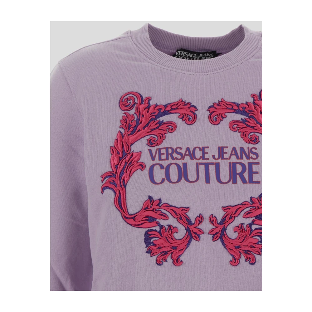 Versace Jeans Couture Katoenen Logo Sweatshirt Purple Dames