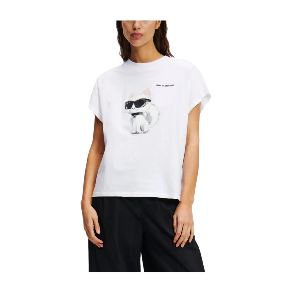 Karl Lagerfeld T-shirt Ikon Aquarelle White Dames