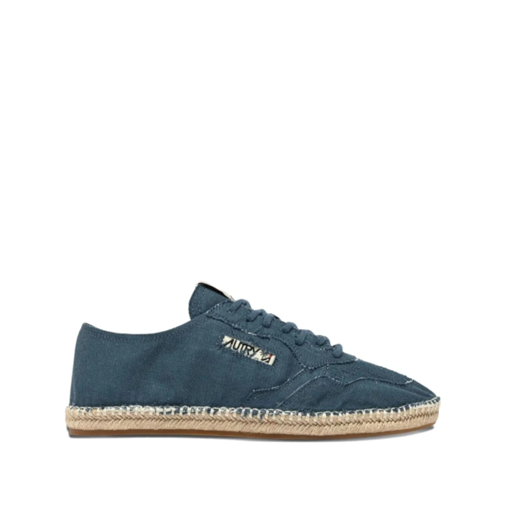 Autry Men's Blue Silk & Nylon Flat Shoes