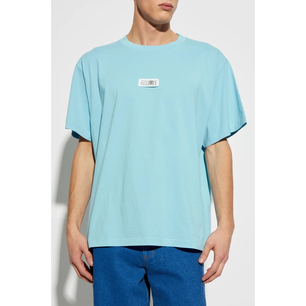MM6 Maison Margiela T-shirt met logo patch Blue Heren