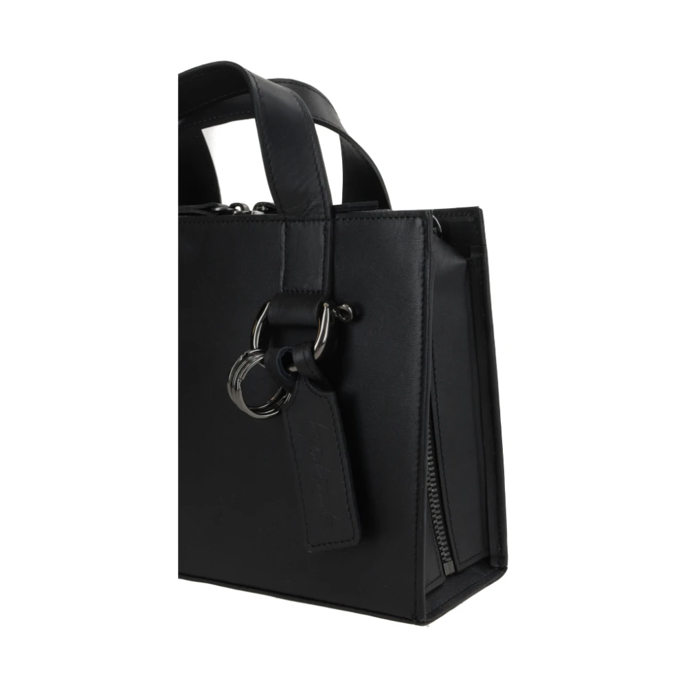 Yohji Yamamoto Zwarte leren tas met rits Black Dames