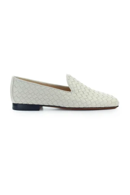Kräm Vävd Läder Loafer