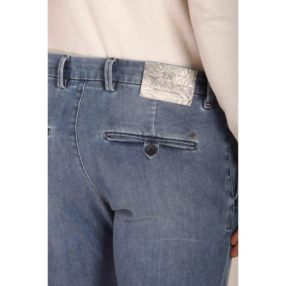 Mason's Jungle Print Slim Fit Denim Jeans Blue Heren