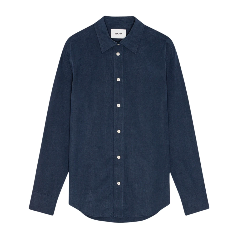 Nn07 Casual Navy Blue Poplin Overhemd Blue Heren