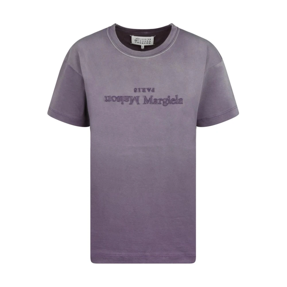 Maison Margiela Femme Violet Tops, Taille: 38 Fr Embroidered Logo T-Shirt