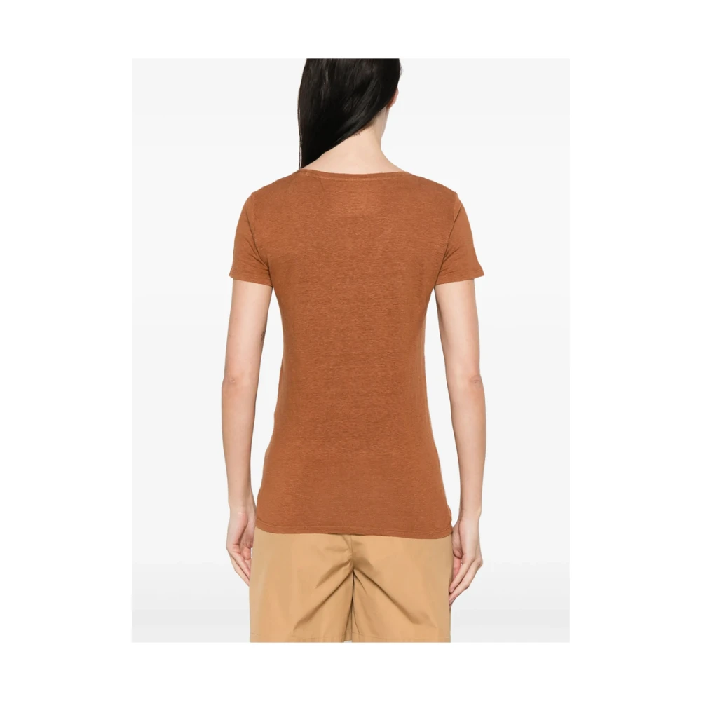 majestic filatures Bruine V-hals T-shirt Korte Mouwen Brown Dames