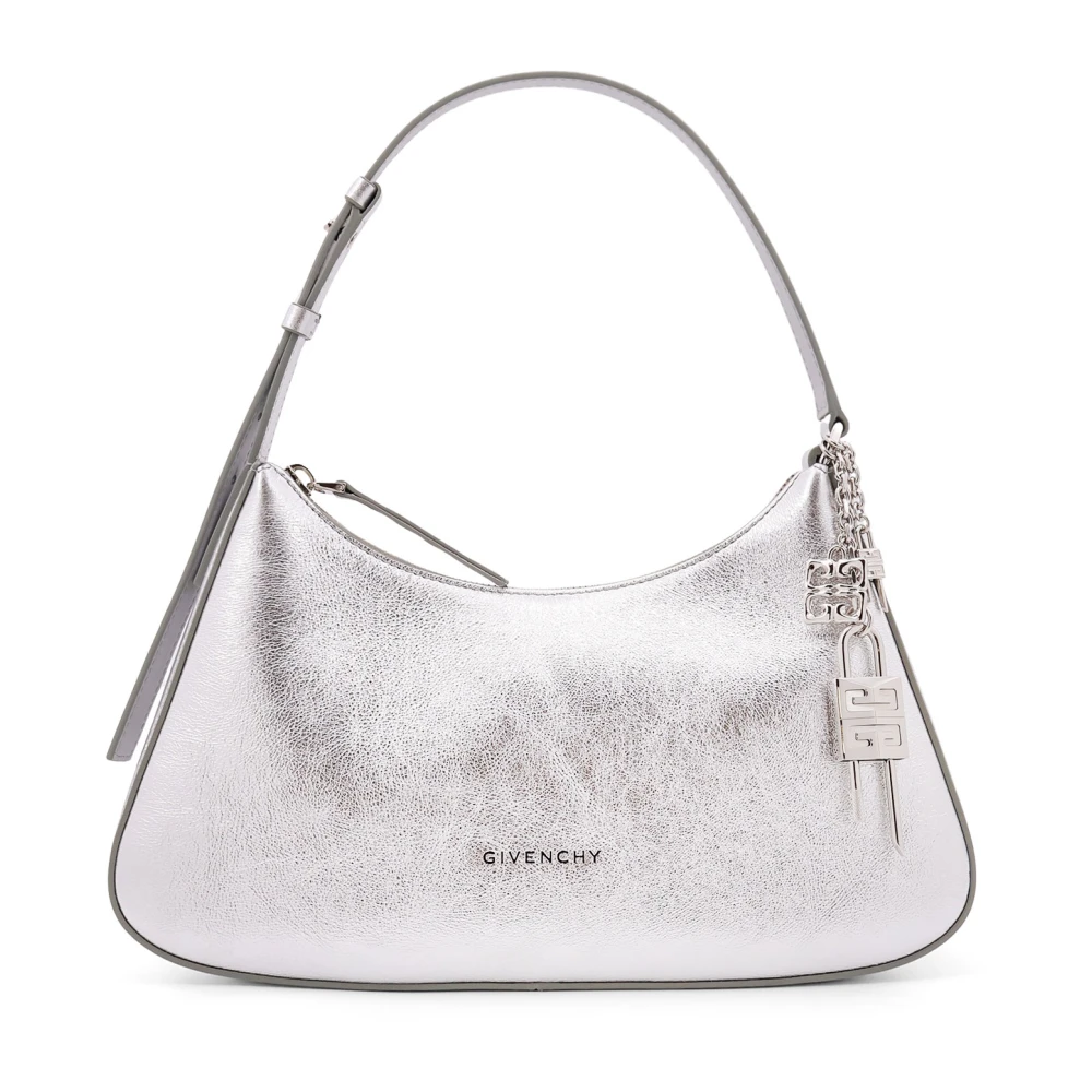 Givenchy Lucky Lock Metallic Läders Axelväska Gray, Dam