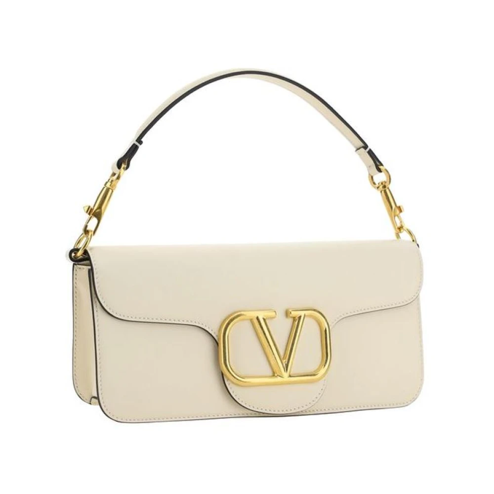 Valentino Garavani Stud Schoudertas in Poudre Leer Beige Dames