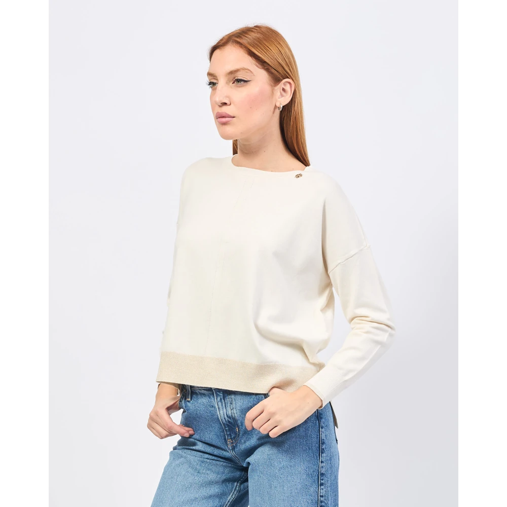 Gaudi Witte Trui Boothals Lange Mouw Beige Dames