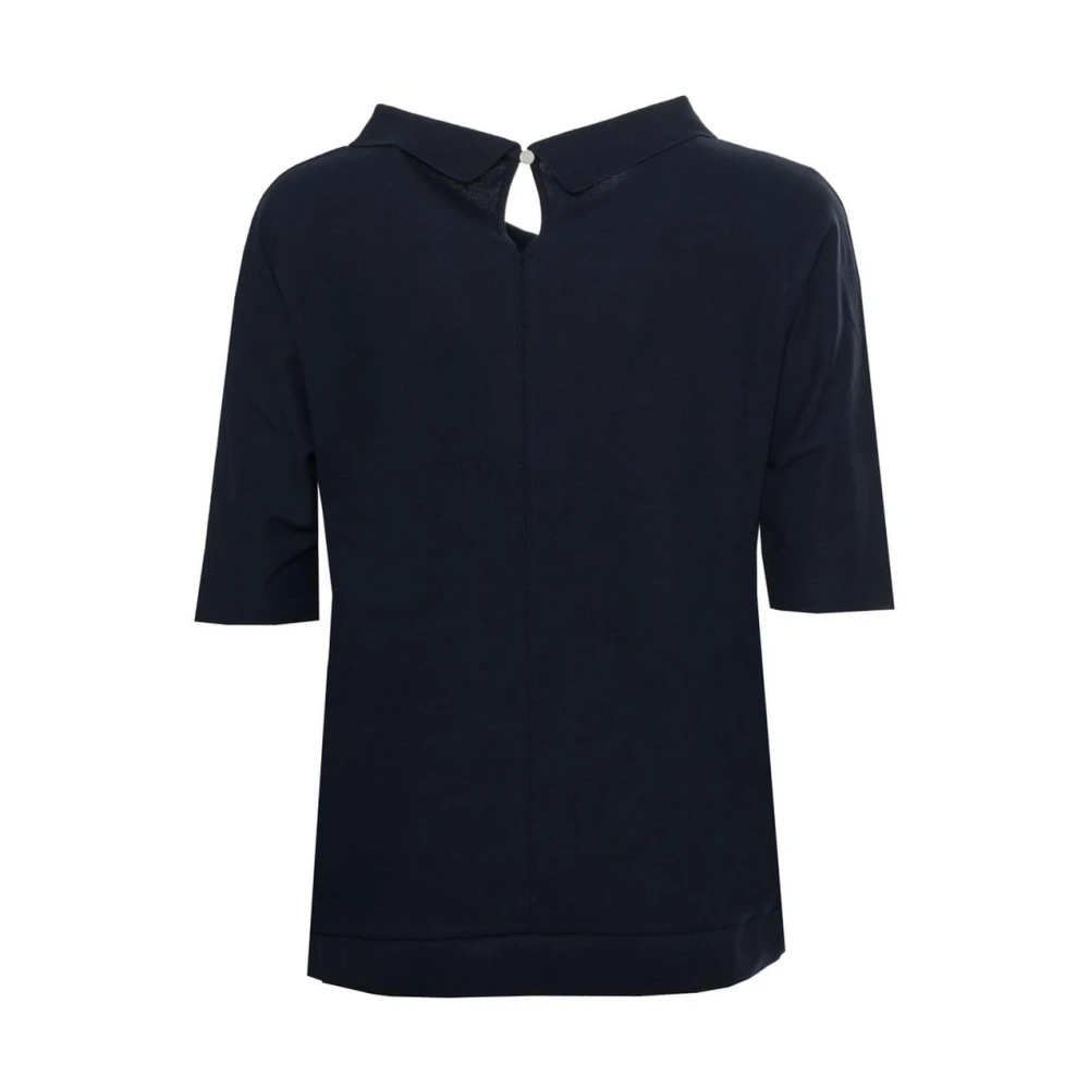 Harmont & Blaine Top met kraag en korte mouwen Blue Dames