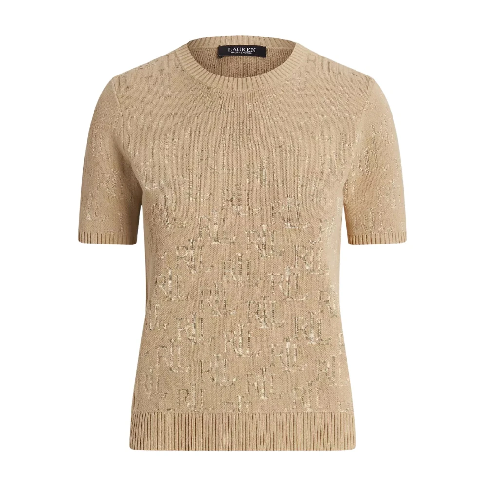 Ralph Lauren Beige trui met monogram en korte mouwen Beige Dames