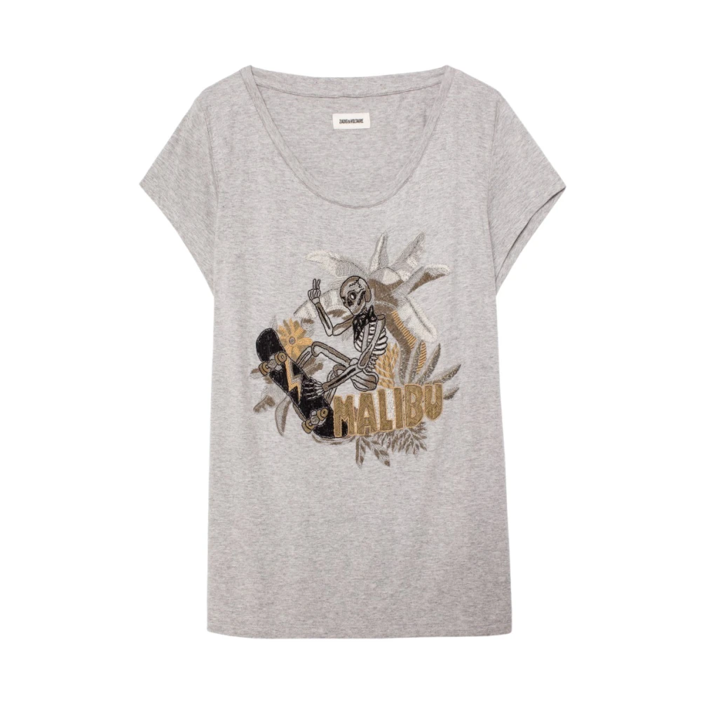 Zadig & Voltaire Meryl Skeleton T-Shirt Stijlvolle Dames Top Gray Dames