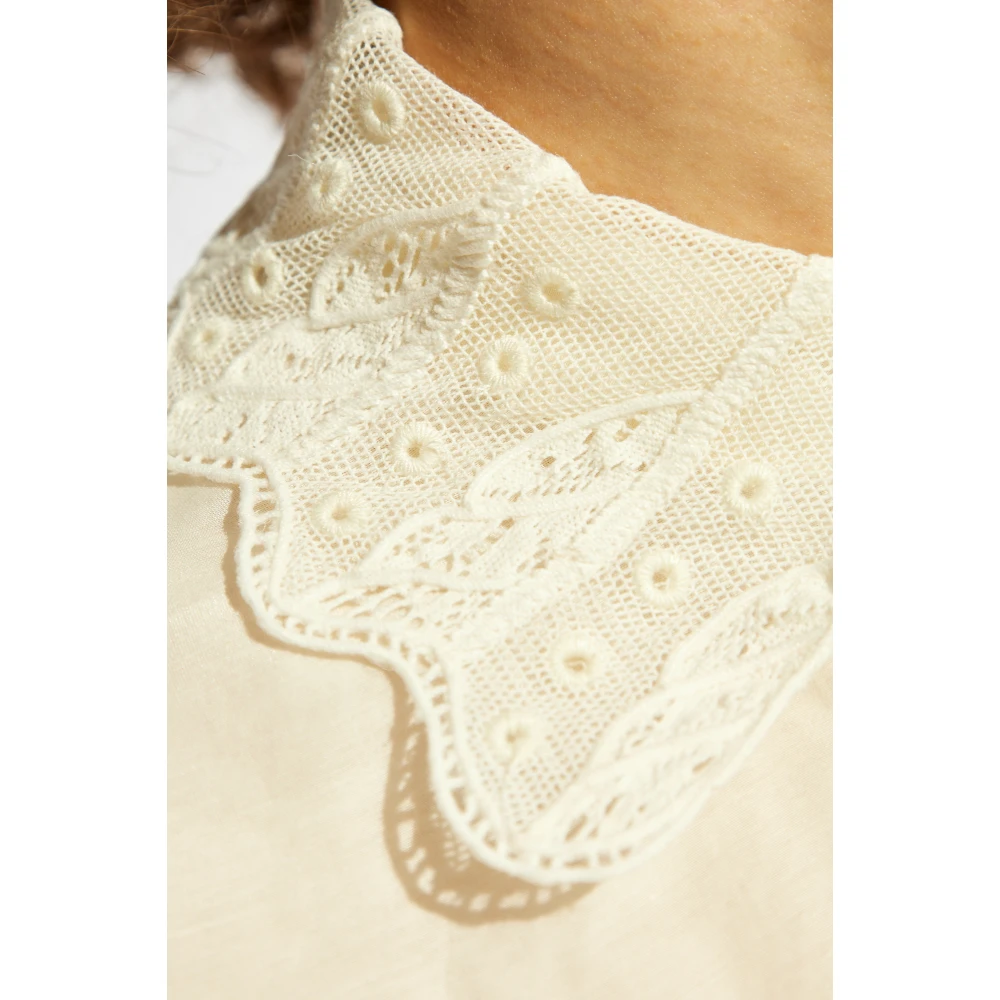 Ulla Johnson Shirt met een decoratieve kraag Beige Dames