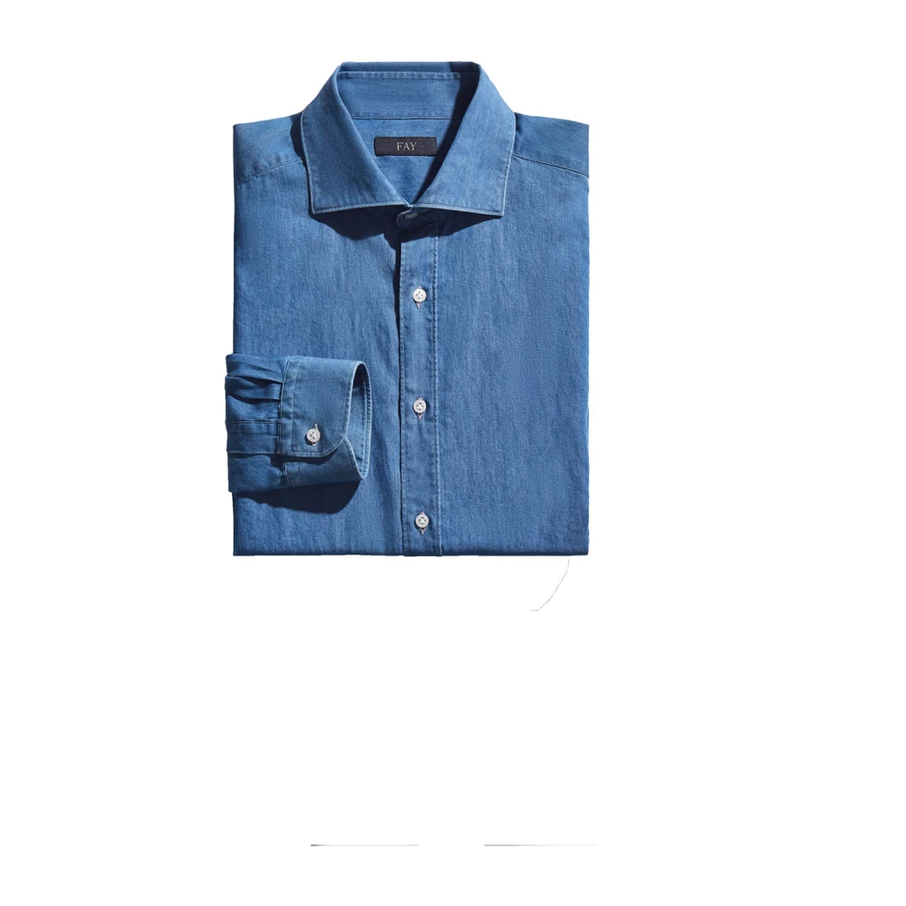 Fay Denim Shirts Blue Heren