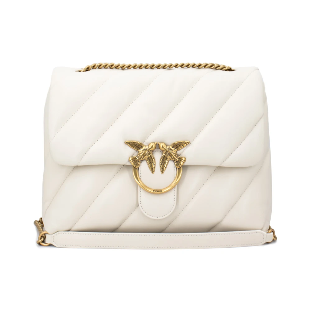 Pinko Puff Schoudertas van Leer-effect Stof White Dames