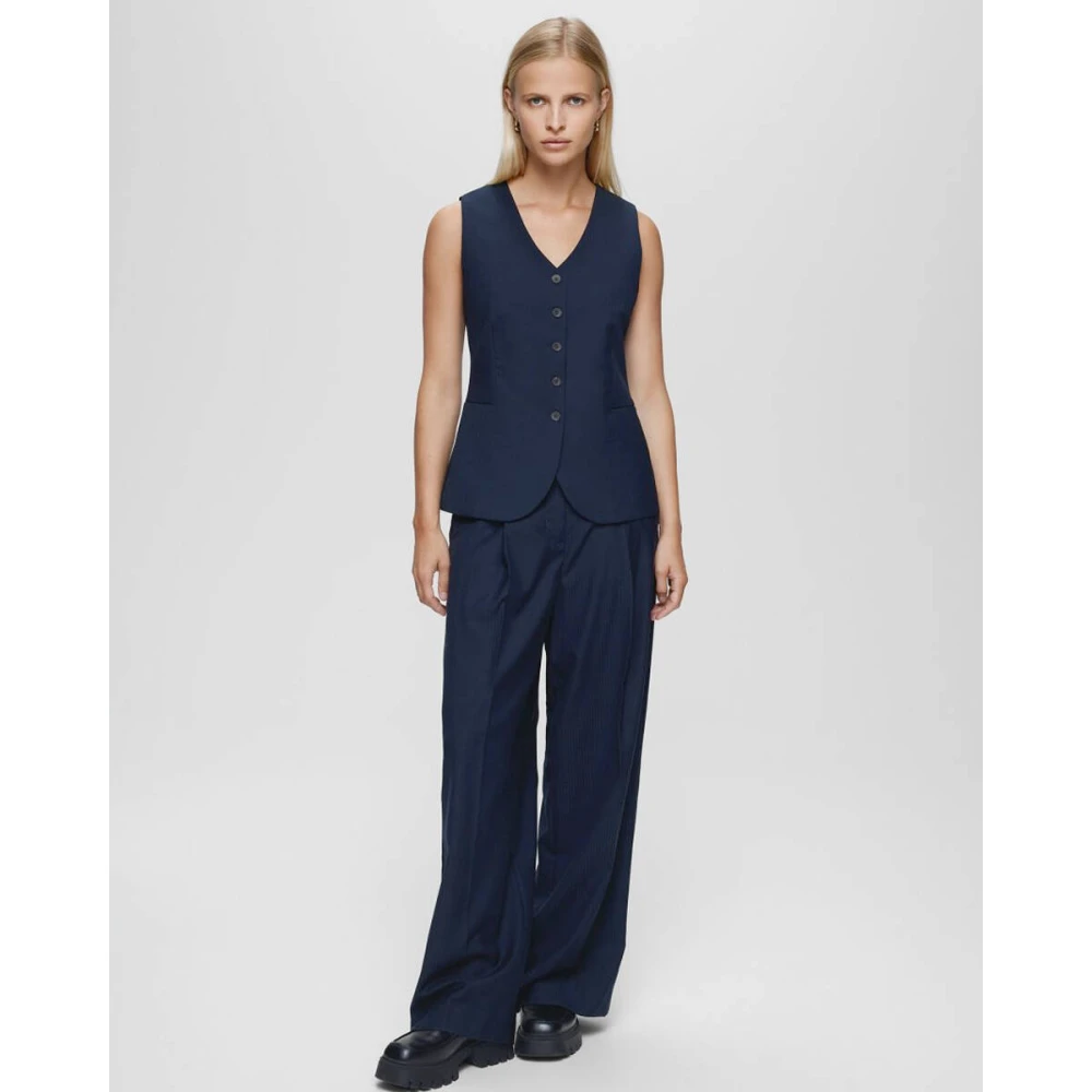 moss copenhagen Pantalon Maelynn High Waist Broek Blue Dames