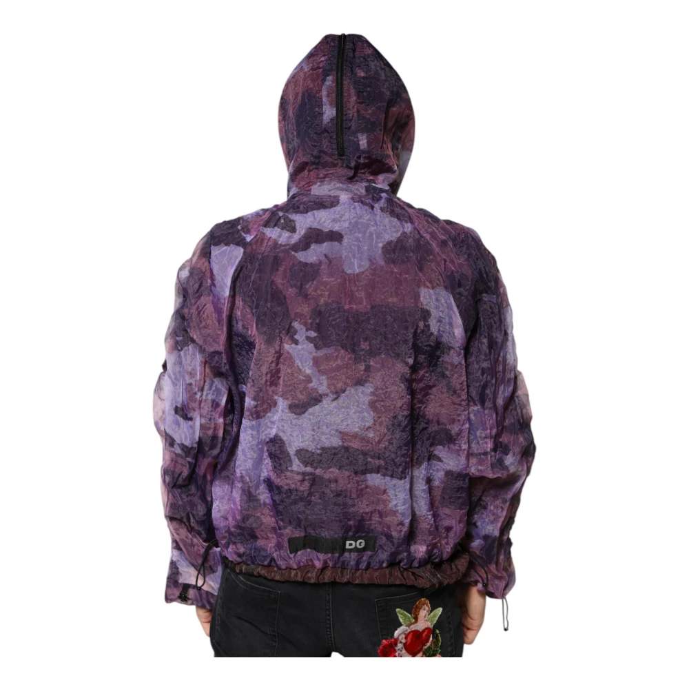 Dolce & Gabbana Paarse Camo Hooded Blouson Jas Purple Heren