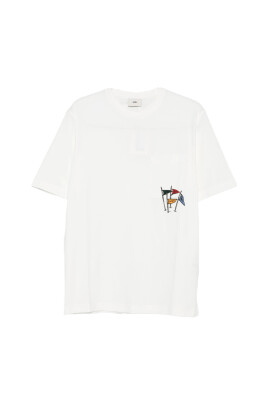 blanc-graphique-drapeau-coton-col-rond-t-shirt